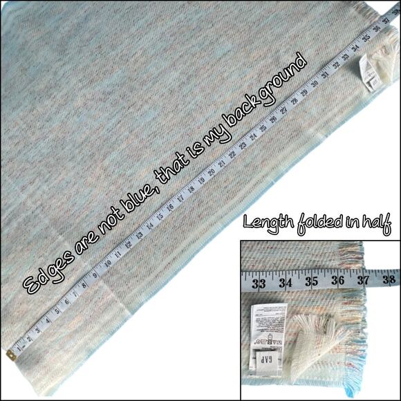 Gap Fringed Raw Edge Holiday Cozy Scarf in Ivory Frost Evening Wrap Shawl - Picture 11 of 14